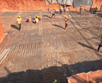 Reinforcement work of 1st portion raft beam & slab 30% has been completed.