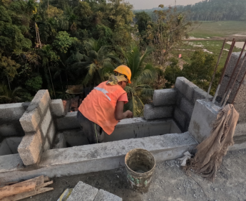 Terrace floor parapet wall work commenced